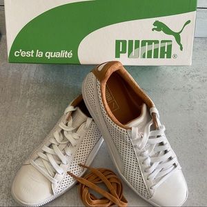 💫 Puma Clyde Colorblock 2 White-Brown Size 8 Mens